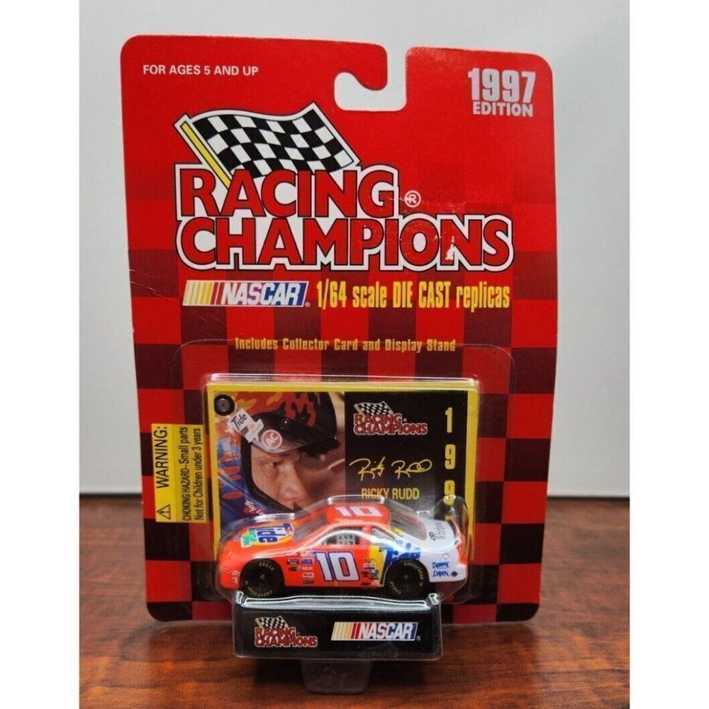 1997 Edition Racing Champions 1:64 Ricky Rudd Ford Tide #10 With Card & Stand